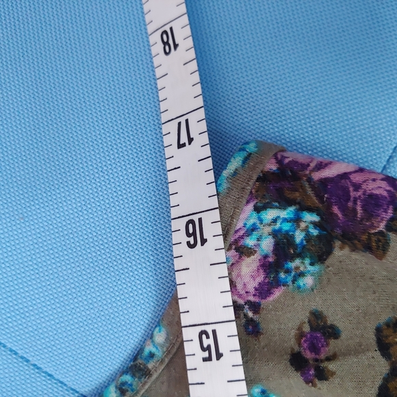 Decree | crochet boho peplum taupe floral tank top large - Picture 10 of 11